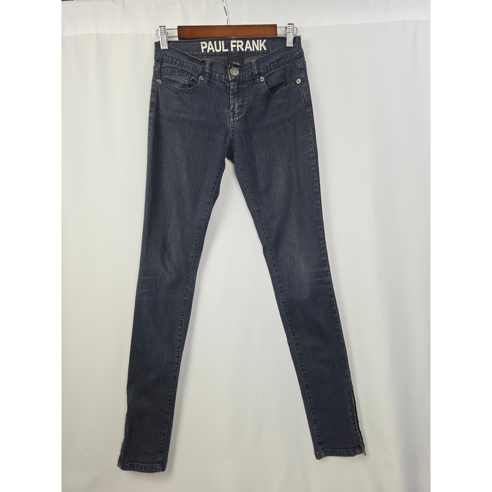 Paul Frank Y2K Dark Wash Skinny Jeans Size 3 Julius Monkey Ankle Zip Stretch - Picture 2 of 7